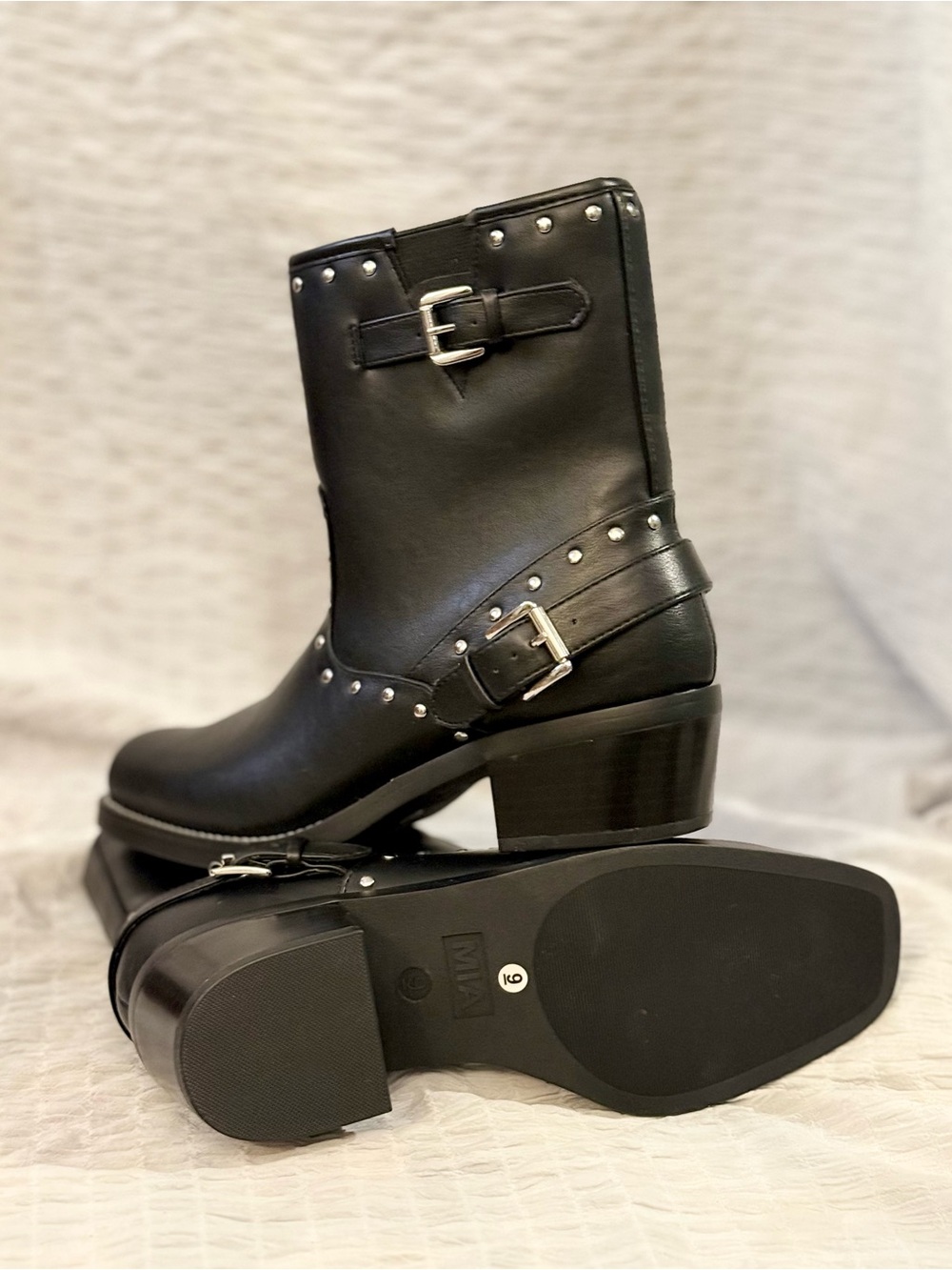 MIA Women's Black Studded Delores Ankle Boots
